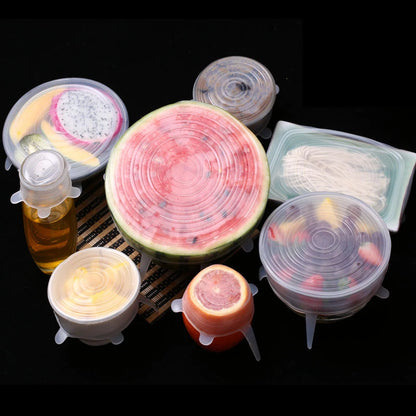 6 Pcs Silicone Stretch Lids Set | Reusable Food Covers | Easy Life Plus