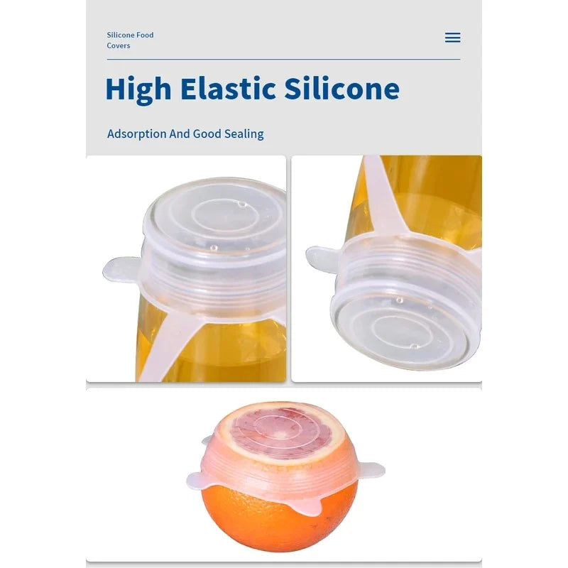 6 Pcs Silicone Stretch Lids Set | Reusable Food Covers | Easy Life Plus