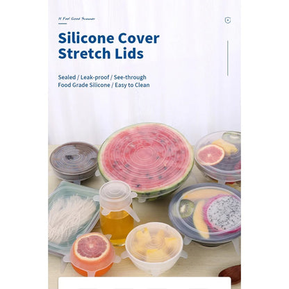 6 Pcs Silicone Stretch Lids Set | Reusable Food Covers | Easy Life Plus
