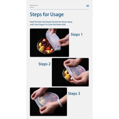 6 Pcs Silicone Stretch Lids Set | Reusable Food Covers | Easy Life Plus
